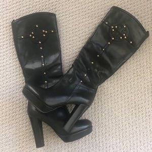 Used Tory Burch Boot with Gold Trim